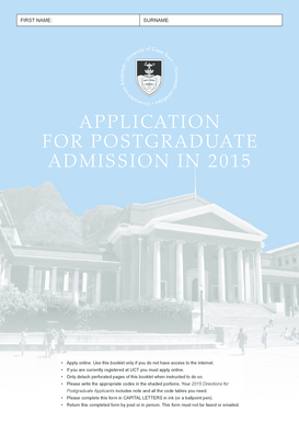 University of Cape Town Postgraduate Application Form