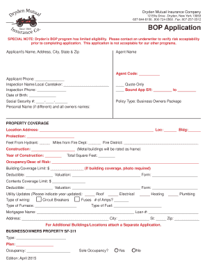 Dryden Mutual BOP Application
