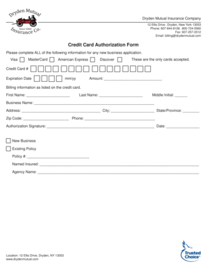 Credit Card Authorization Form