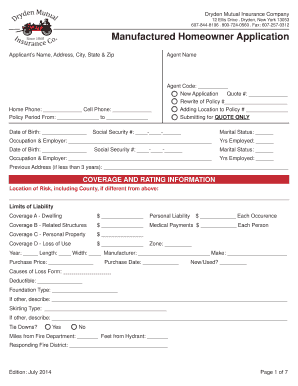 Manufactured Homeowner Application