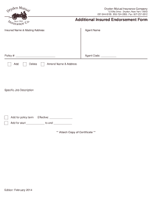 Additional Insured Endorsement Form