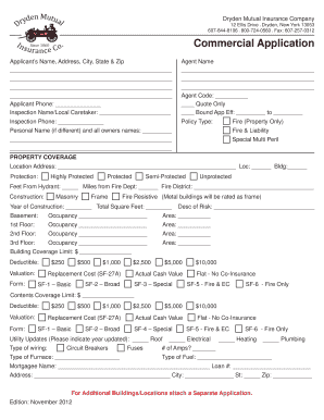Commercial Fire Insurance Application