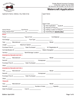 Watercraft Insurance Application
