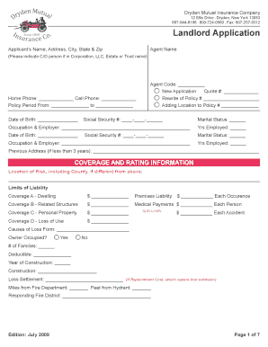 Landlord Application Form