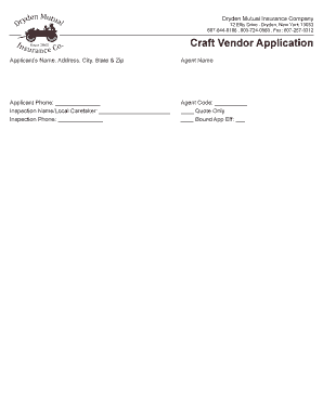 Craft Vendor Insurance Application
