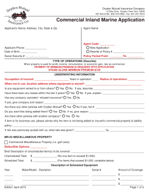 Commercial Inland Marine Application