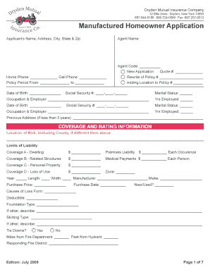 Manufactured Homeowner Application