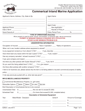 Commercial Inland Marine Application
