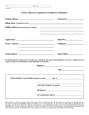Utility Billing Agreement for Rental Property