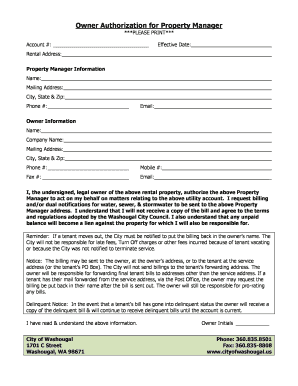 Owner Authorization for Property Manager