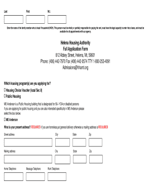 Helena Housing Authority Application Form