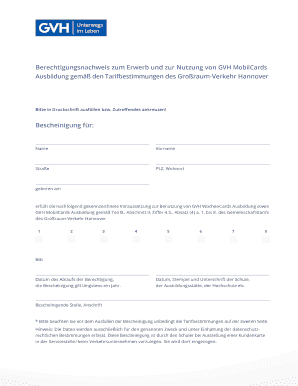 Berechtigungsnachweis zum Erwerb und zur Nutzung von GVH MobilCards
