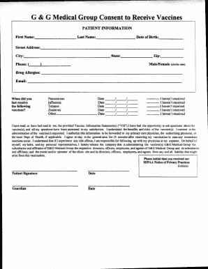 G G Medical Group Vaccine Consent Form