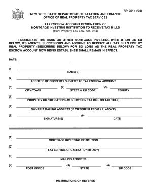 New York State Tax Escrow Account Designation Form