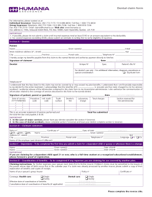 Dental Claim Form
