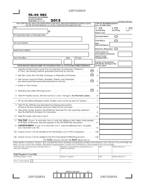 PA-40 NRC Nonresident Income Tax Return