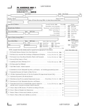 PA Schedule NRK-1 Nonresident Shareholder Form