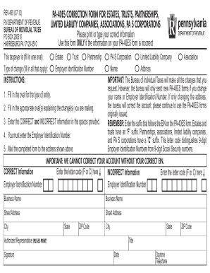 PA-40ES Correction Form