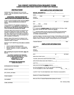 Pennsylvania Employment Incentive Payment Certification