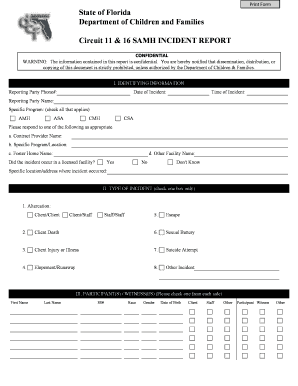 Florida SAMH Incident Report