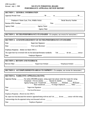 Mississippi State Personnel Board Performance Appraisal Review Report