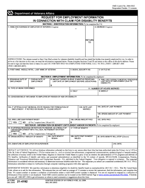 Request for Employment Information for Disability Benefits