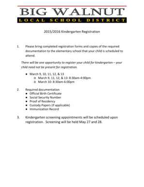 2015/2016 Kindergarten Registration Form