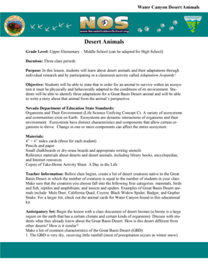 Desert Animals Lesson Plan