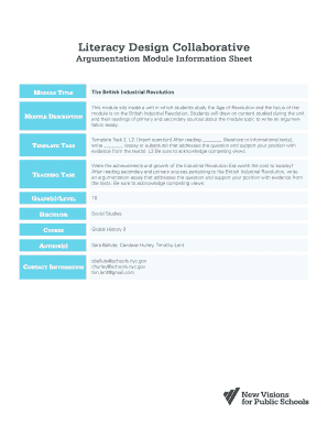 British Industrial Revolution Argumentation Essay Template
