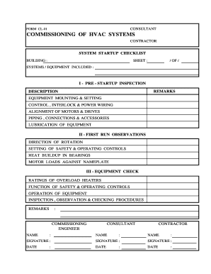 HVAC Systems Commissioning Checklist