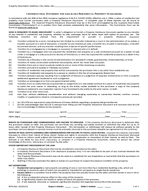 Louisiana Residential Property Disclosure Form