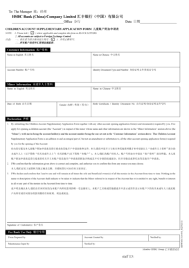 Children Account Supplementary Application Form