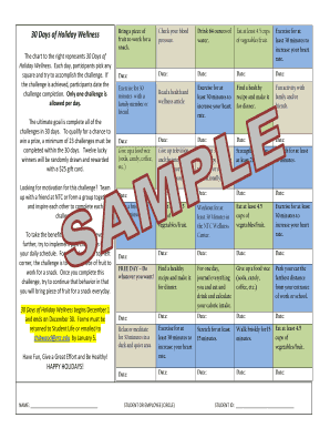 Trf sample answer - Sample Tracking Form - 30 Days of Holiday Wellness - ntc