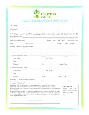Aquatics Registration Form