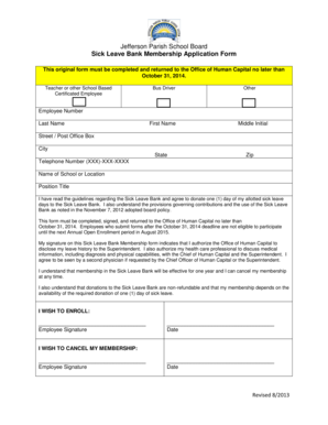 Sick Leave Bank Membership Application Form