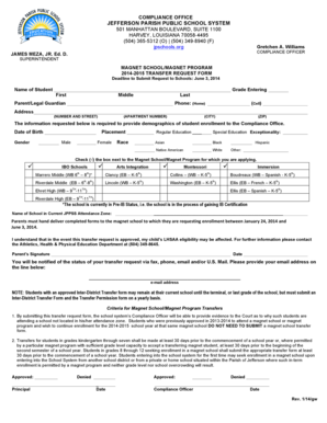 Magnet School Transfer Request Form