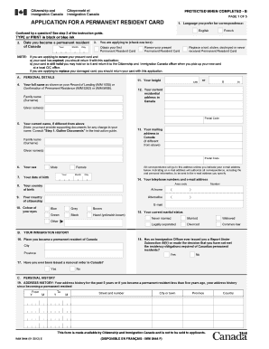Canada Permanent Resident Card Application