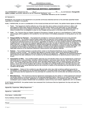 Continuous Service Agreement