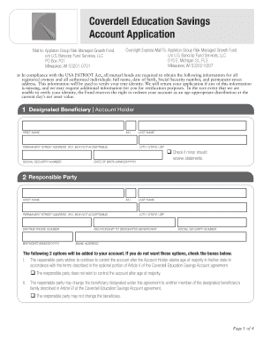 Coverdell Education Savings Account Application