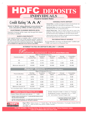 HDFC Fixed Deposit Application Form
