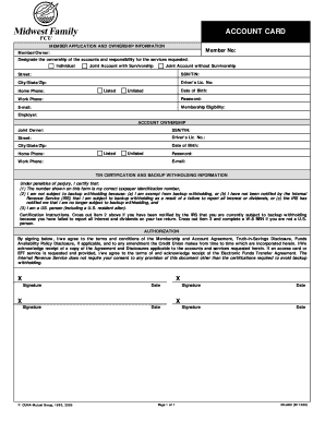 Credit Union Account Application Form