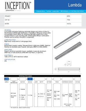Lambda Luminaire Order Form