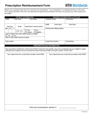 Prescription Reimbursement Form
