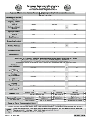 Tennessee Premises Registration Form