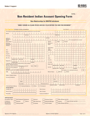 Non Resident Indian Account Opening Form