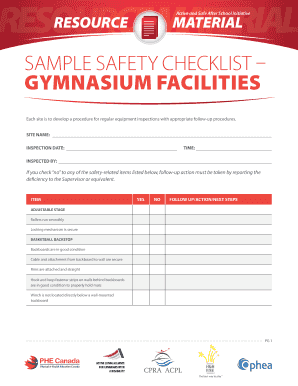 Gymnasium Facilities Safety Checklist