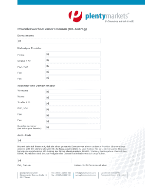 Providerwechsel einer Domain (KK-Antrag)