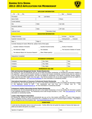 Gamma Iota Sigma Membership Application