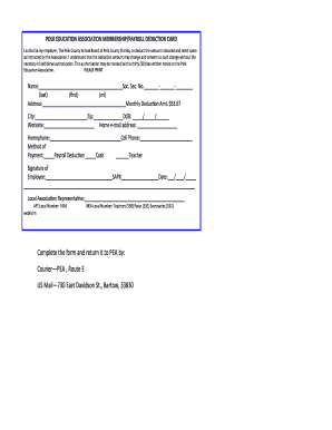 Polk Education Association Membership Payroll Deduction Card