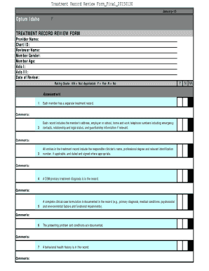 Face chart pdf download - Treatment Record Review Form - Optum in Idaho